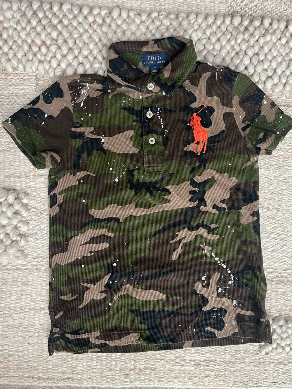 Polo Ralph Lauren Boys paint splattered polo shirt sz 6